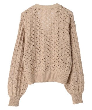 earth music&ecology スラブコットンレース編みカーディガン Mocha