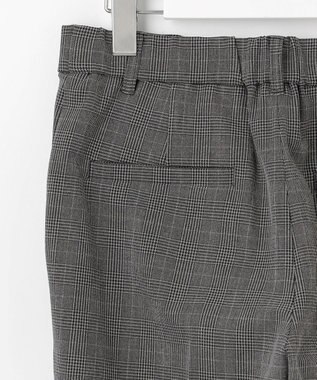 自由区 【撥水加工・洗える】TRギャバ裏起毛チェック柄テーパード パンツ グレーチェック