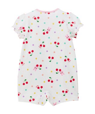 MIKI HOUSE HOT BISCUITS 【70-80cm】キャビット×さくらんぼ 総柄ショートオール 白