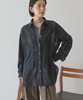 AMERICAN HOLIC レースパッチワークシャツ Black