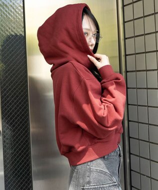 WEGO グラフィックショートパーカー ワイン