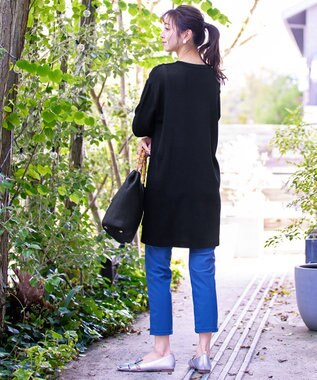 Tiaclasse 【洗える】キーネックニットチュニック ブラック