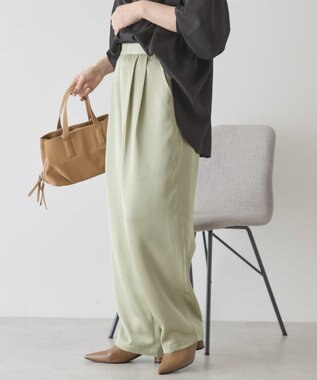 AMERICAN HOLIC 【イージーケア】サテンカーブパンツ Light Khaki