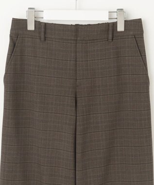 J.PRESS LADIES L 【洗える】T/Rアルガンシルクチェック ワイド パンツ ブラウンチェック系