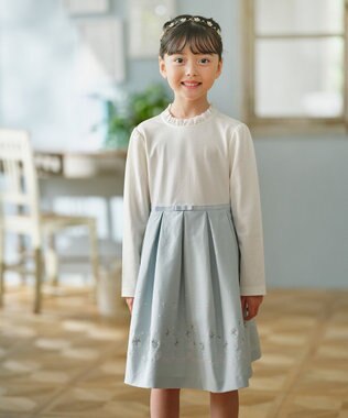 組曲 KIDS 【110-140㎝】 フラワーアーチワンピース＆ボレロジャケットセット ミントグリーン