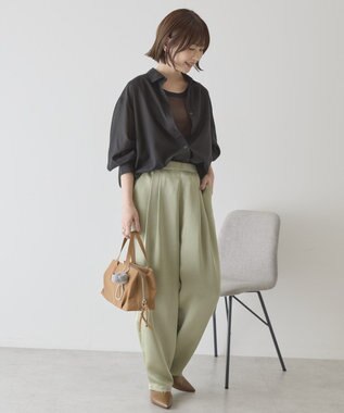 AMERICAN HOLIC 【イージーケア】サテンカーブパンツ Light Khaki