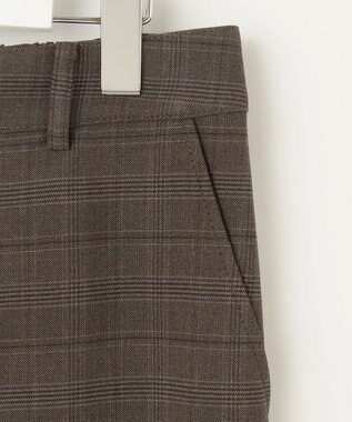 J.PRESS LADIES L 【洗える】T/Rアルガンシルクチェック ワイド パンツ ブラウンチェック系