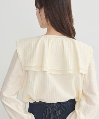 earth music&ecology ２ＷＡＹスクエアラッフルカラーブラウス Yellow