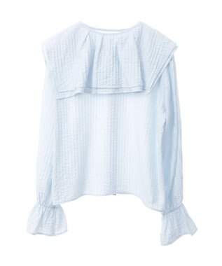 earth music&ecology ２ＷＡＹスクエアラッフルカラーブラウス Sax