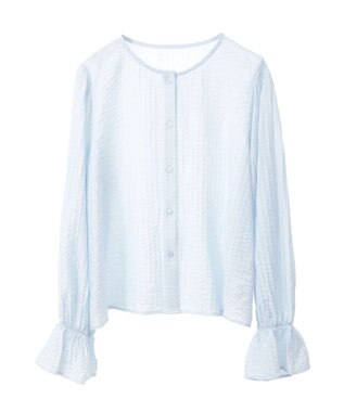 earth music&ecology ２ＷＡＹスクエアラッフルカラーブラウス Sax