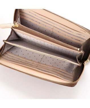 UNBILLION ペルケ perche / 牛革ドット刺繍ラウンド長財布 オーク