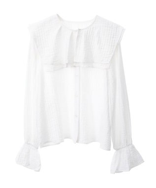 earth music&ecology ２ＷＡＹスクエアラッフルカラーブラウス Off White