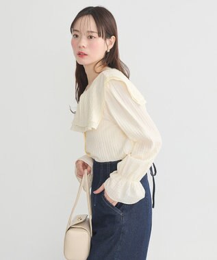 earth music&ecology ２ＷＡＹスクエアラッフルカラーブラウス Yellow