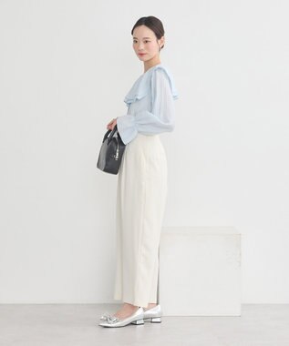 earth music&ecology ２ＷＡＹスクエアラッフルカラーブラウス Sax