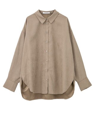 Green Parks シルキータッチストライプシャツ Brown