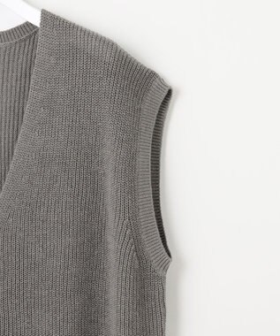 自由区 S 【洗える】コットンウールミドルゲージニット ベスト スレート