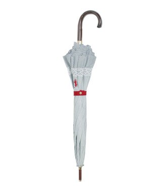 MOONBAT 【遮光/晴雨兼用】POLO RALPH LAUREN （ポロラルフローレン） 長傘 晴雨兼用日傘 ストライプフリル 遮光 遮熱 UV ダークブルー