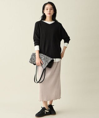 ANY 【A4サイズ収納可】ゼブラジャガード柄トートバッグ ブラック