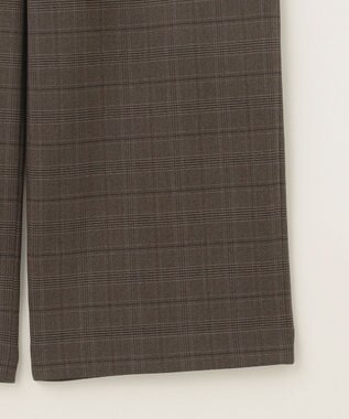 J.PRESS LADIES L 【洗える】T/Rアルガンシルクチェック ワイド パンツ ブラウンチェック系