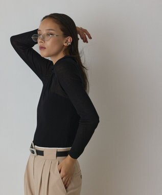 GRACE CONTINENTAL シアーリブニットトップ ブラック