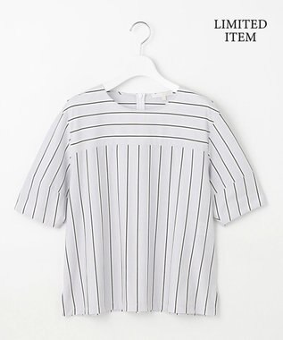 自由区 S 【WEB限定・洗える】ストライプハイゲージジャージー カットソー グレー