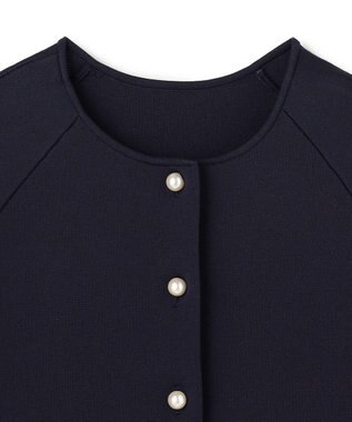 UNFILO L BEAUTY FORM KNIT パールボタン カーディガン ネイビー