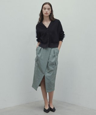 BEIGE， 【洗える・GISELe 4月号掲載】MYRTLE / チュールレイヤードカーディガン Slate