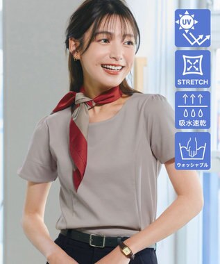  【UVカット・吸水速乾】 “きれい見え” パネルラインカットソートップス