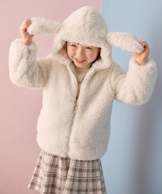 ANY KIDS アニマル耳 フェイクファー ブルゾン エクリュ×イヌ