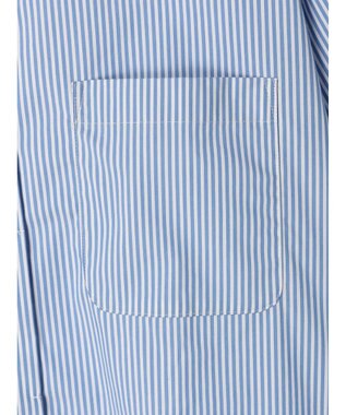 earth music&ecology パールボタンシャツ Stripe Blue