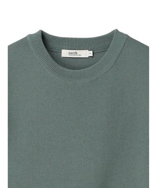 earth music&ecology 総針クルーネックハンソデプルオーバー Green