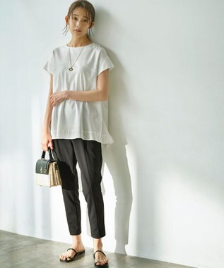 組曲 【接触冷感・吸湿冷感・UVカット】スタイルアップジャージー パンツ ブラック系