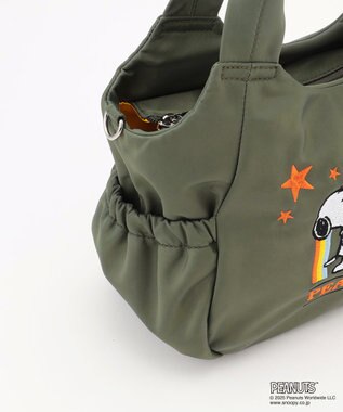 Y'SACCS SNOOPYデザイン サイドギャザー2wayトート　Sサイズ(レインボー） カーキ