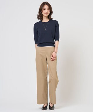 J.PRESS LADIES S チノストレッチ ワイドパンツ ベージュ系