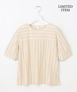自由区 S 【WEB限定・洗える】ストライプハイゲージジャージー カットソー ベージュ