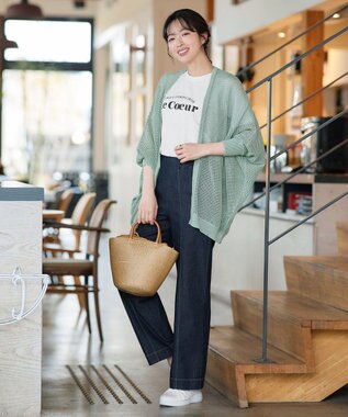 Tiaclasse 【おのののかさん着用】TCデニム切替ワイドストレートパンツ ネイビー