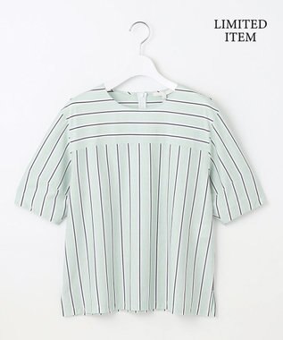 自由区 【WEB限定・洗える】ストライプハイゲージジャージー カットソー グリーン