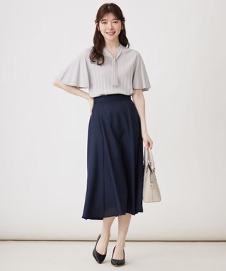 ANY SIS 【UVケア】ボウタイフレアスリーブ ニット ライトグレー