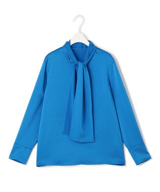 ICB 【洗える】 ヴィンテージストレッチサテン ブラウス サファイア系