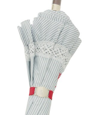 MOONBAT 【遮光/晴雨兼用】POLO RALPH LAUREN （ポロラルフローレン） 長傘 晴雨兼用日傘 ストライプフリル 遮光 遮熱 UV ダークブルー