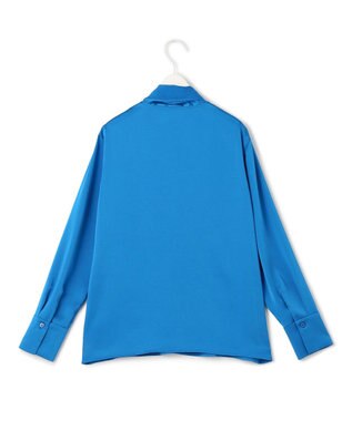 ICB 【洗える】 ヴィンテージストレッチサテン ブラウス サファイア系