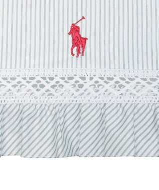 MOONBAT 【遮光/晴雨兼用】POLO RALPH LAUREN （ポロラルフローレン） 長傘 晴雨兼用日傘 ストライプフリル 遮光 遮熱 UV ダークブルー