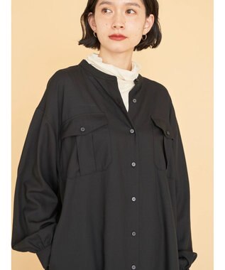 AMERICAN HOLIC イージーケアＷポケットシャツワンピース Black