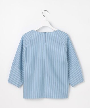 自由区 S ストライプコットンタイプライター サックス×オフ