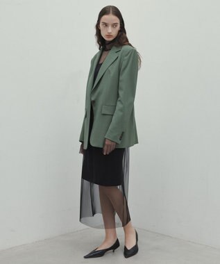 BEIGE， 【洗える】TAMARIX / ストレッチチュールIラインスカート Black