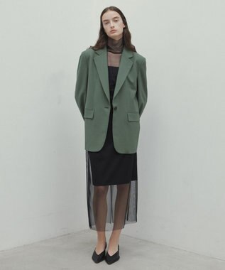 BEIGE， 【洗える】TAMARIX / ストレッチチュールIラインスカート Black