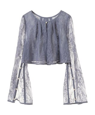 earth music&ecology ＳＥＴ２点　レースブラウス付きナローワンピース Grayish Blue