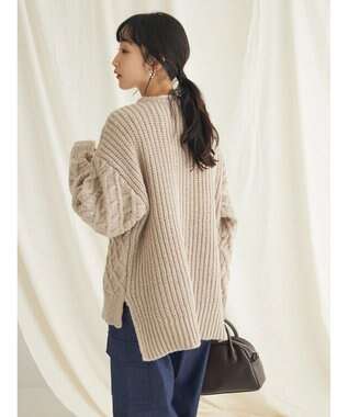 CRAFT STANDARD BOUTIQUE ブラッシングケーブルニット Gray Beige