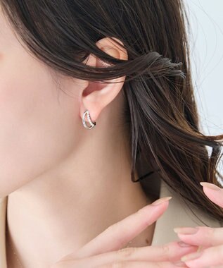 Phoebe 〈アレルギー対応〉ブリリアントダブルフープセラミックピアス　シルバー シルバー