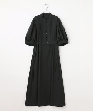 #Newans 【洗える】ピンタックベストコンビワンピース ブラック系